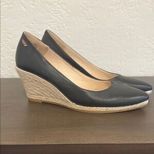 VISCATA Barcelona Black leather Wedge Espadrilles